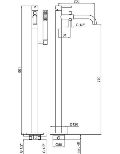 Webert jaucējkrāns vannai ar dušu Elio EL851101015