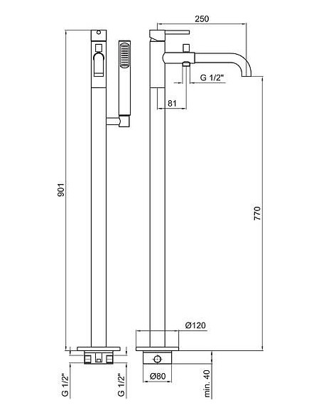 Webert jaucējkrāns vannai ar dušu Elio EL851101015
