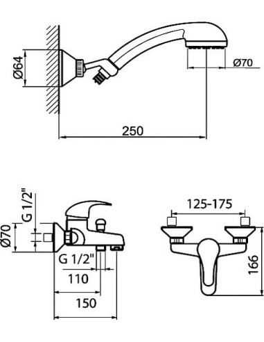 Webert jaucējkrāns vannai ar dušu Sax SX850101015