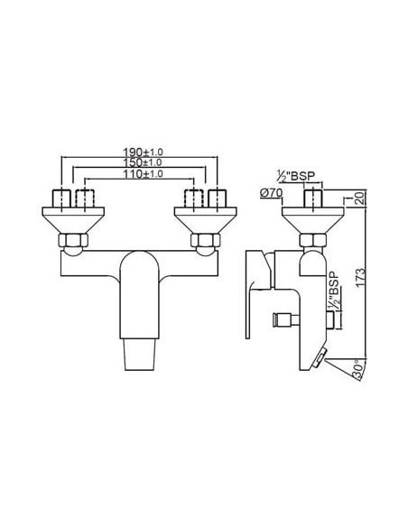 Jaquar jaucējkrāns vannai ar dušu Lyric LYR-CHR-38119