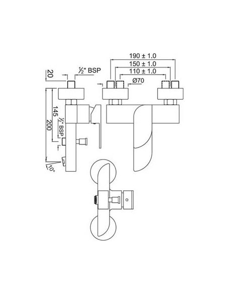 Jaquar jaucējkrāns vannai ar dušu Alive ALI-CHR-85119