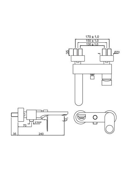 Jaquar jaucējkrāns vannai ar dušu Ornamix Prime ORP-CHR-10119PM