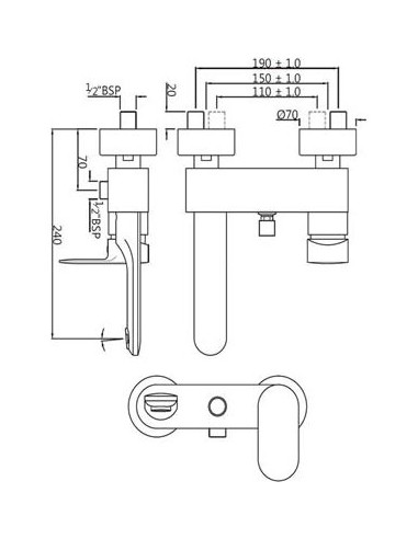Jaquar jaucējkrāns vannai ar dušu Opal Prime...