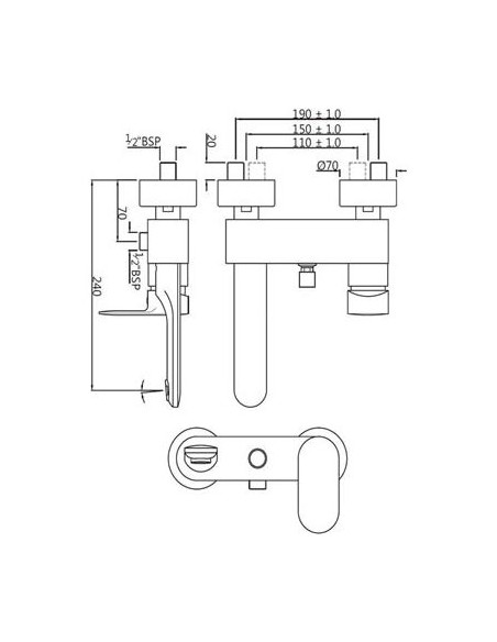Jaquar jaucējkrāns vannai ar dušu Opal Prime OPP-CHR-15119PM