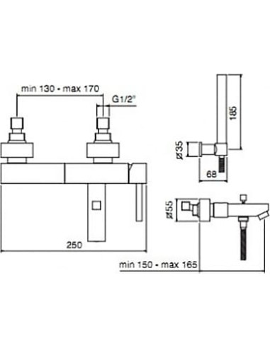 Treemme jaucējkrāns vannai ar dušu Quadra 5300.CС