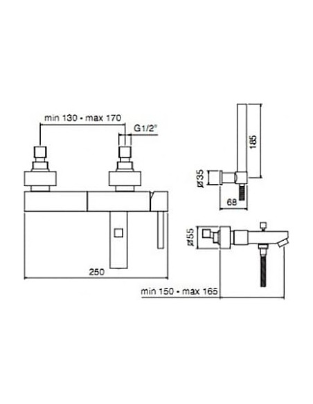 Treemme jaucējkrāns vannai ar dušu Quadra 5300.CС