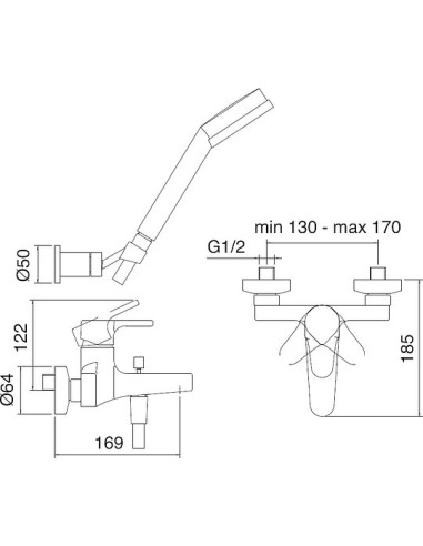 Treemme jaucējkrāns vannai ar dušu Cleo 6300.CC