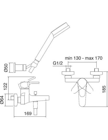 Treemme jaucējkrāns vannai ar dušu Cleo 6300.CC