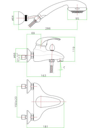 Fiore jaucējkrāns vannai ar dušu Nexus 43CR1400 - 3