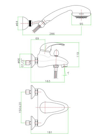 Fiore jaucējkrāns vannai ar dušu Nexus 43CR1400 - 3 Fiore jaucējkrāns vannai ar dušu Nexus 43CR1400 - 3