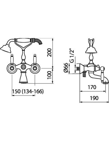 Webert jaucējkrāns vannai ar dušu Dorian...