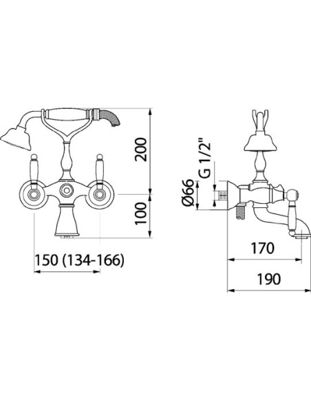 Webert jaucējkrāns vannai ar dušu Alexandra  AL720201065 бронза
