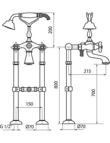 Webert jaucējkrāns vannai ar dušu Ottocento OT720801010