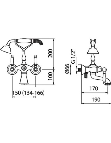 Webert jaucējkrāns vannai ar dušu Dorian...