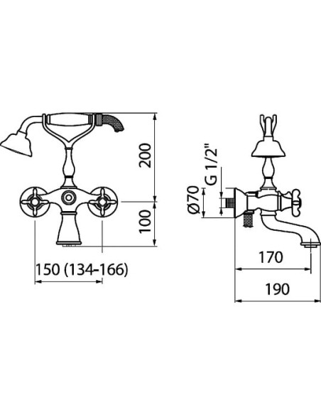 Webert jaucējkrāns vannai ar dušu Ottocento OT720201010 золото