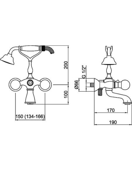 Webert jaucējkrāns vannai ar dušu Karenina KA720201010 золото