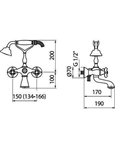 Webert jaucējkrāns vannai ar dušu Ottocento...