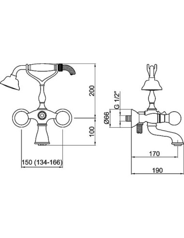 Webert jaucējkrāns vannai ar dušu Karenina...