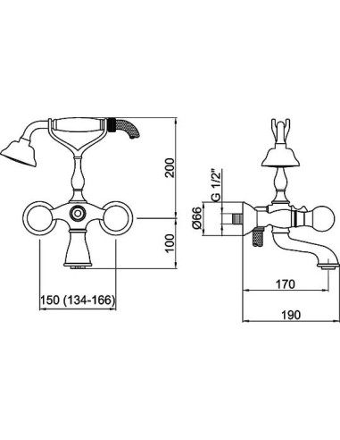 Webert jaucējkrāns vannai ar dušu Karenina...