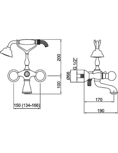 Webert jaucējkrāns vannai ar dušu Karenina...