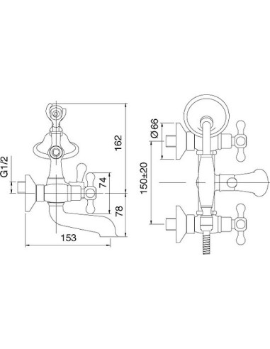 Treemme jaucējkrāns vannai ar dušu Romantica...