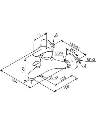 Damixa SPACE WALL MOUNTED BATH/SHOWER