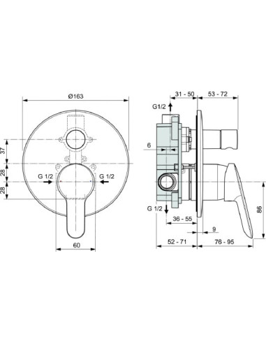 Ideal Standard jaucējkrāns vannai ar dušu Dot...