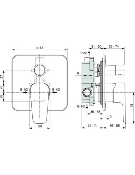 Ideal Standard jaucējkrāns vannai ar dušu Esla A6947AA