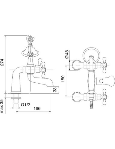 Treemme jaucējkrāns vannai ar dušu Romantica...