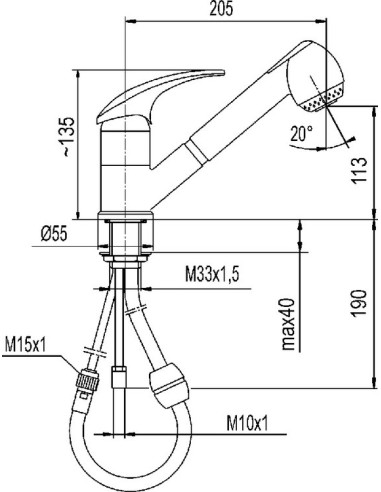 KFA Armatura virtuves jaucējkrāns ar izvelkamu...