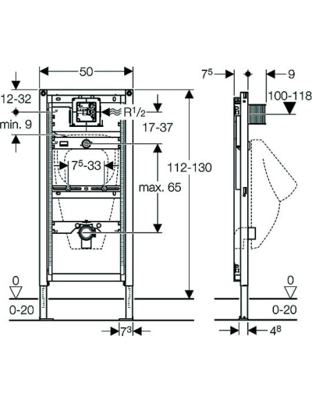 Geberit iebūvējams pisuāra rāmis Duofix 111.616.00.1
