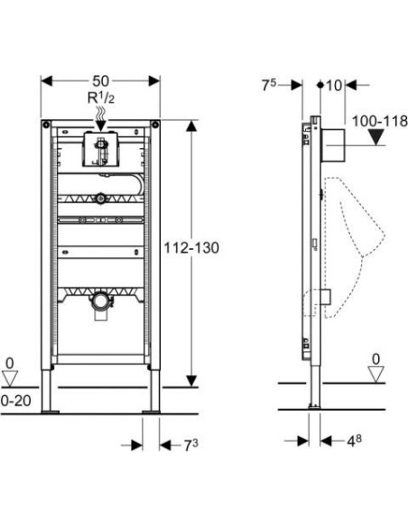 Geberit iebūvējams pisuāra rāmis Duofix 111.686.00.1
