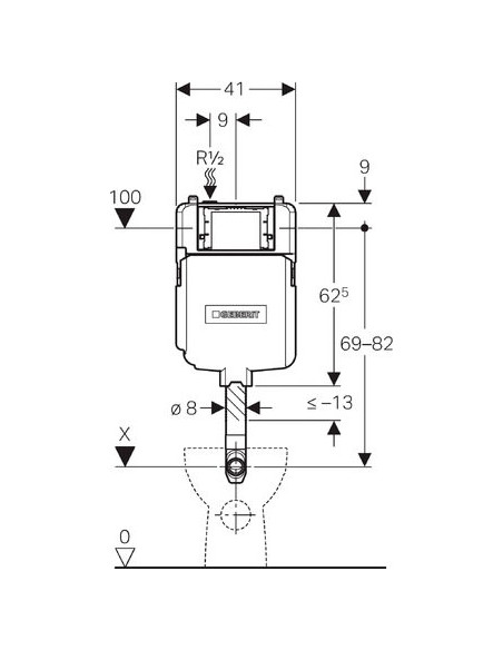 Geberit iebūvējamā skalojamā kaste Sigma 8 109.791.00.1