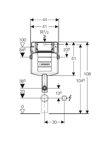 Geberit iebūvējamā skalojamā kaste Sigma 12 UP320 109.300.00.5