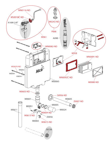 AlcaPlast iebūvējamā skalojamā kaste Basicmodul Slim AM1112B