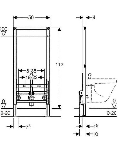 Geberit iebūvējams bidē rāmis Duofix 111.520.00.1