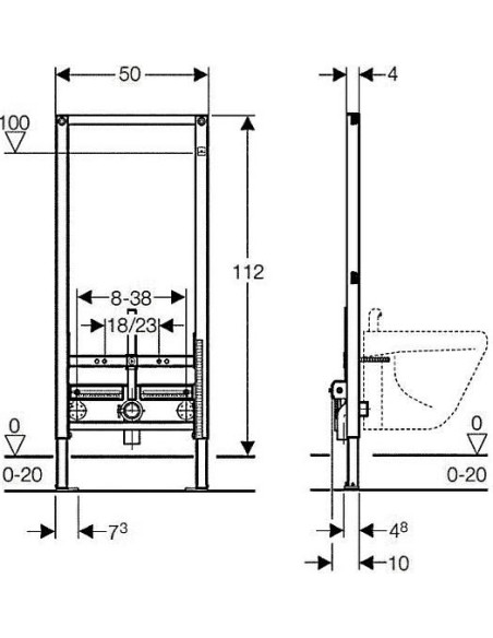 Geberit iebūvējams bidē rāmis Duofix 111.520.00.1