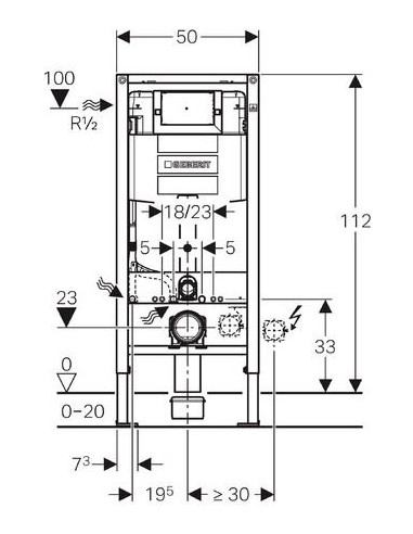 Geberit iebūvējams wc poda rāmis Duofix Omega...