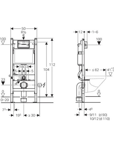 Geberit iebūvējams wc poda rāmis UP100...