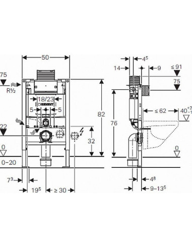 Geberit iebūvējams wc poda rāmis Omega 12...