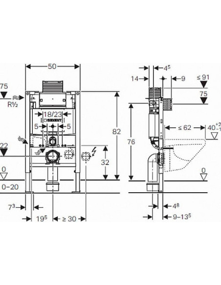 Geberit iebūvējams wc poda rāmis Omega 12 111.003.00.1