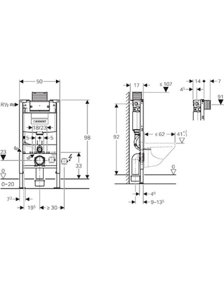 Geberit iebūvējams wc poda rāmis Omega 12 111.030.00.1