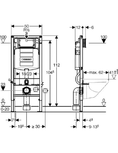 Geberit iebūvējams wc poda rāmis Duofix UP320...