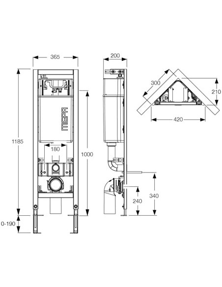 Mepa iebūvējams wc poda rāmis VariVIT Е31 Eck-WC 514802