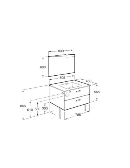Roca vannas istabas mēbeļu komplekts Victoria 800 balts