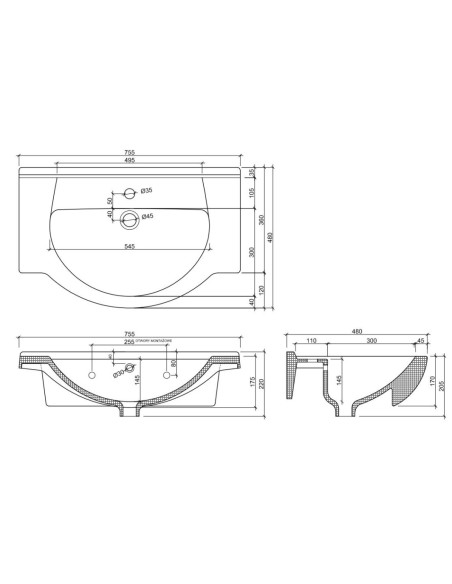 ELITA skapītis zem izlietnes AMIGO 75 3D-2DR (RIO)