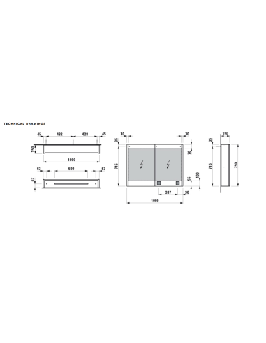 Laufen FRAME25 2 durt. spoguļskapītis 100cm ar LED gaismu, alum. - 8