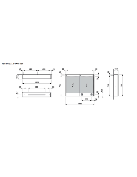 Laufen FRAME25 2 durt. spoguļskapītis 100cm ar LED gaismu, alum. - 8