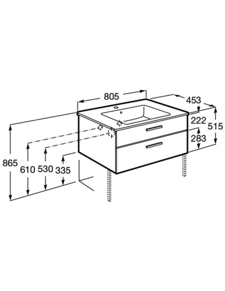 Roca skapītis ar izlietni Victoria Basic 80 balts