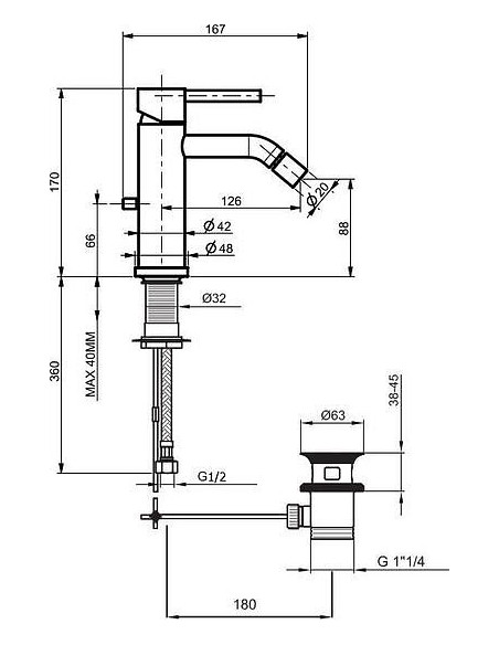 Webert bidē jaucējkrāns Elio EL840102564